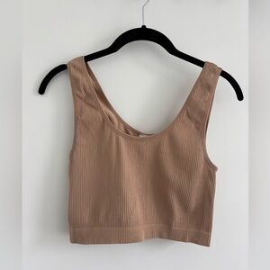 Sunday Best Tan Fitted Sleeveless Crop Tank Top